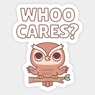 Cute Owl Shrugs Whoo Cares Funny Pun Sticker